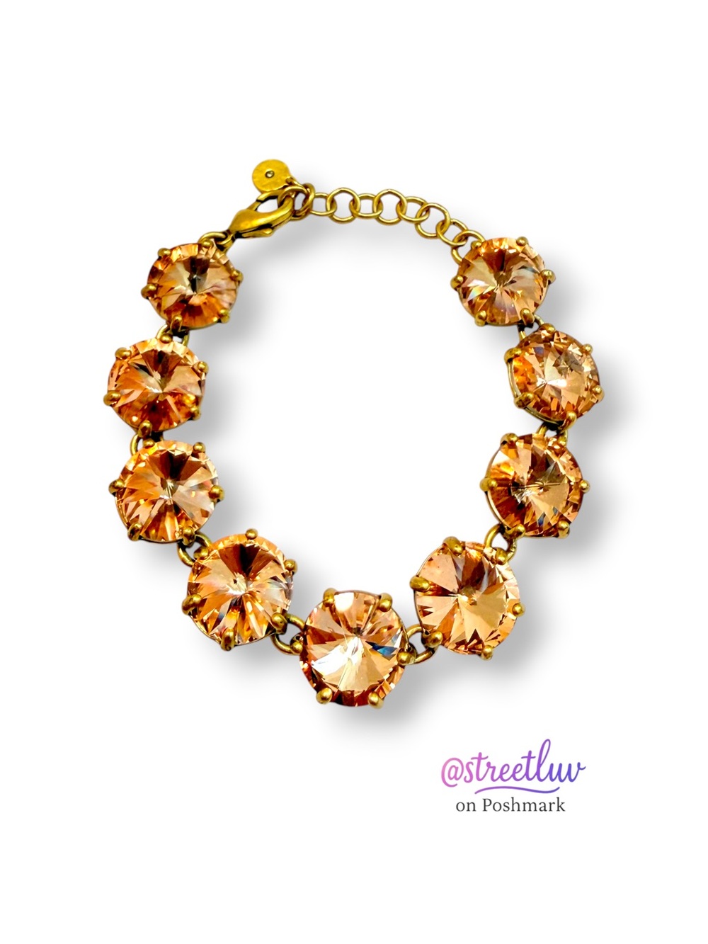 Stella & Dot Amelie Sparkle Bracelet Peach Crystal Gold Tone